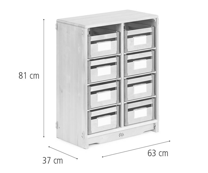 F573 Tote shelf, 63 x 81 cm w/Carry crates dimensions