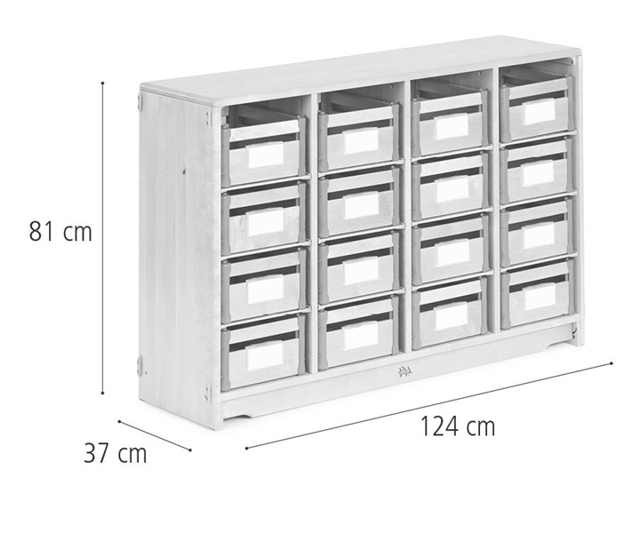 F587 Tote shelf, 124 x 81 cm w/Carry crates dimensions
