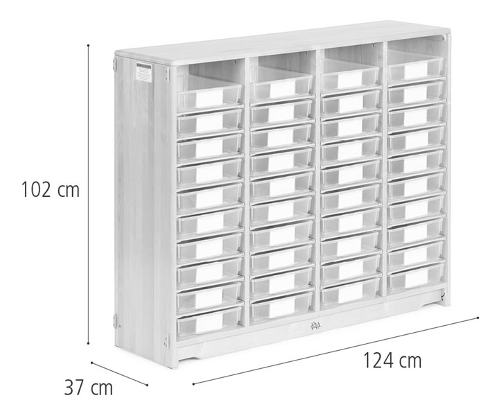 Tote shelf, 124 x 102 cm w/Shallow totes dimensions