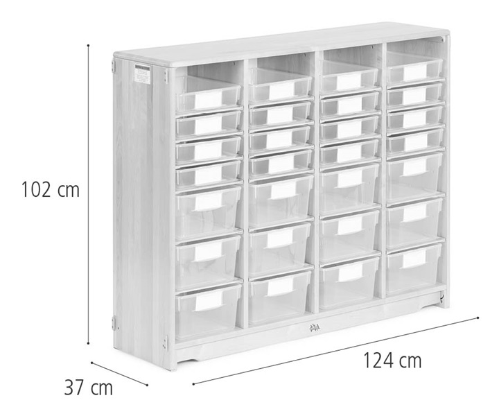 Tote shelf, 124 x 102 cm w/Totes dimensions