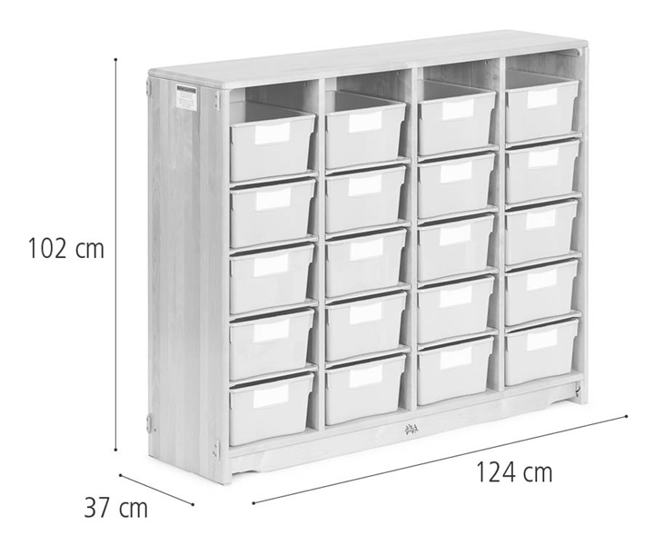 Tote shelf, 124 x 102 cm dimensions