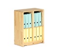 Tote shelf F695 with twelve blue and yellow 8 cm ring binders
