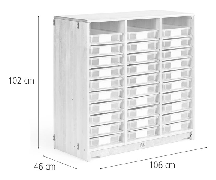 Tray unit, 106 x 102 cm w/Shallow trays dimensions