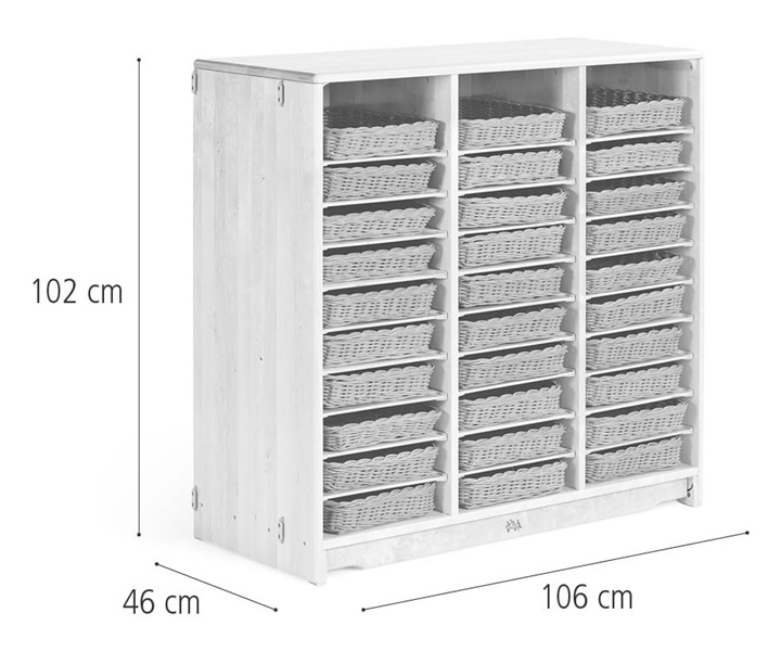 Tray unit, 106 x 102 cm w/Shallow trays dimensions