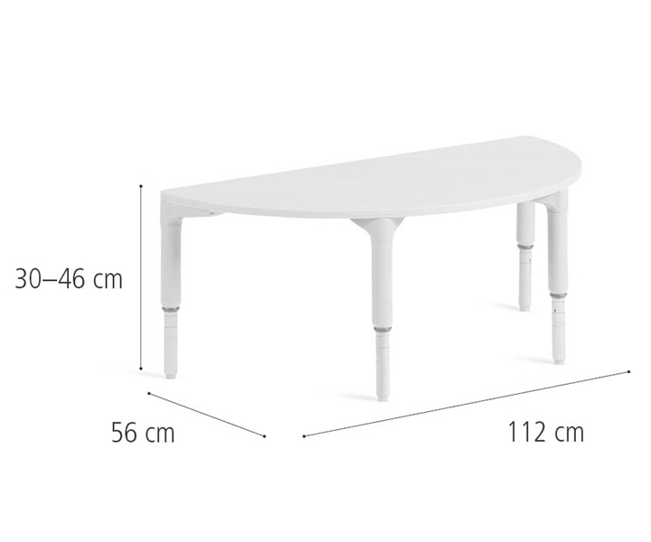 D222 112 cm Half-moon table, low dimensions