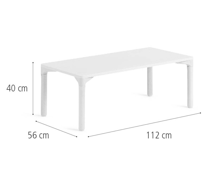 56 x 112 cm Table, solid legs dimensions