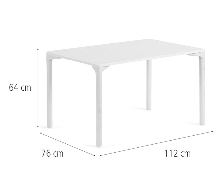 76 x 112 cm Table, solid legs dimensions