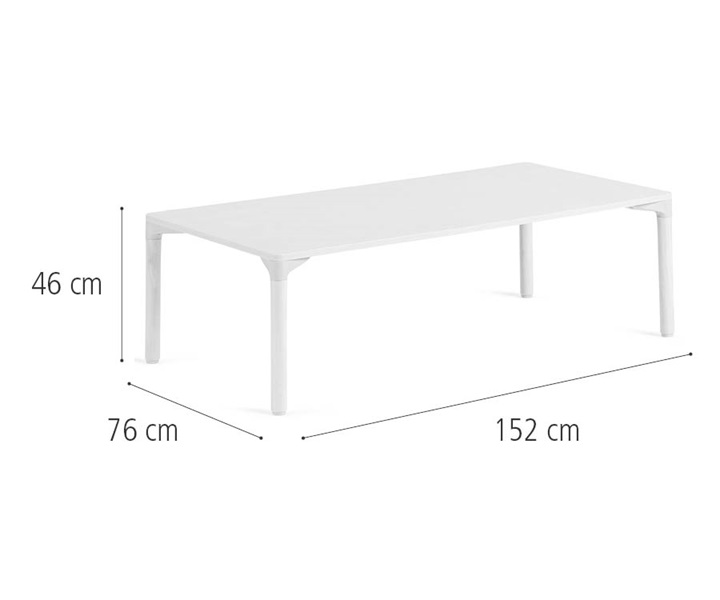 76 x 152 cm Table, solid legs dimensions