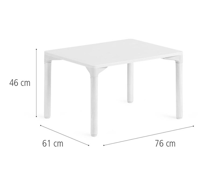 76 x 61 cm Table, solid legs dimensions