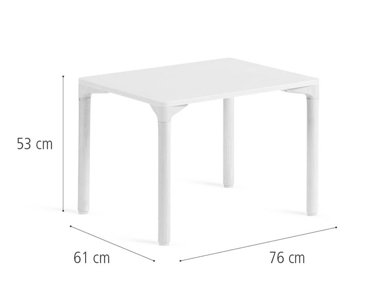 76 x 61 cm Table, solid legs dimensions