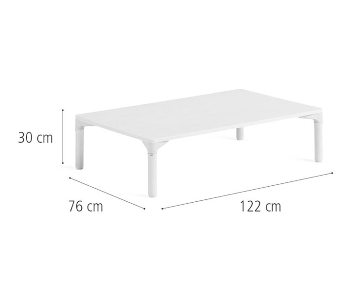 76 x 122 cm Table, solid legs dimensions