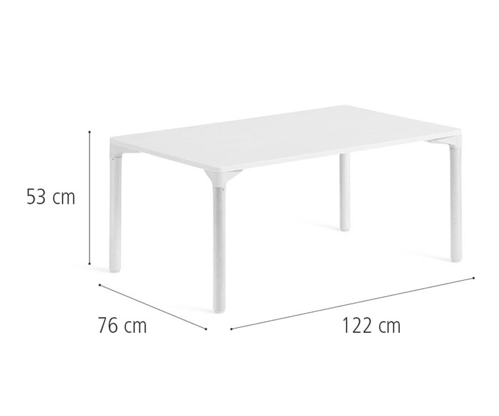 76 x 122 cm Table, solid legs dimensions