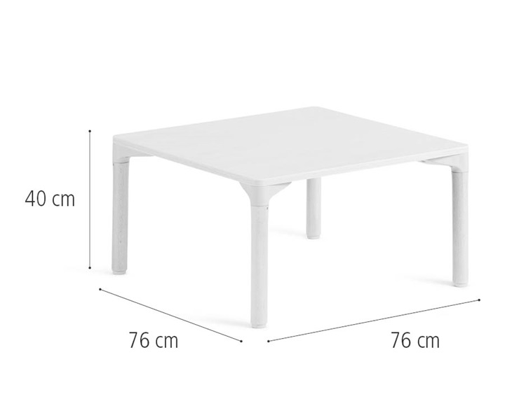 76 x 76 cm Table, solid legs dimensions
