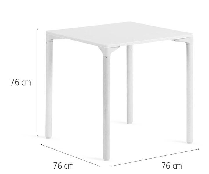 76 x 76 cm Table, solid legs dimensions