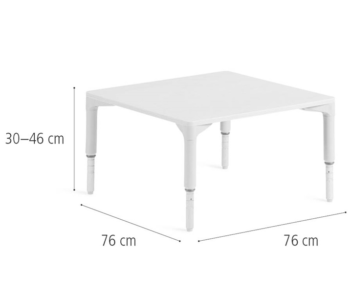 D292 76 x 76 cm Table, Low dimensions