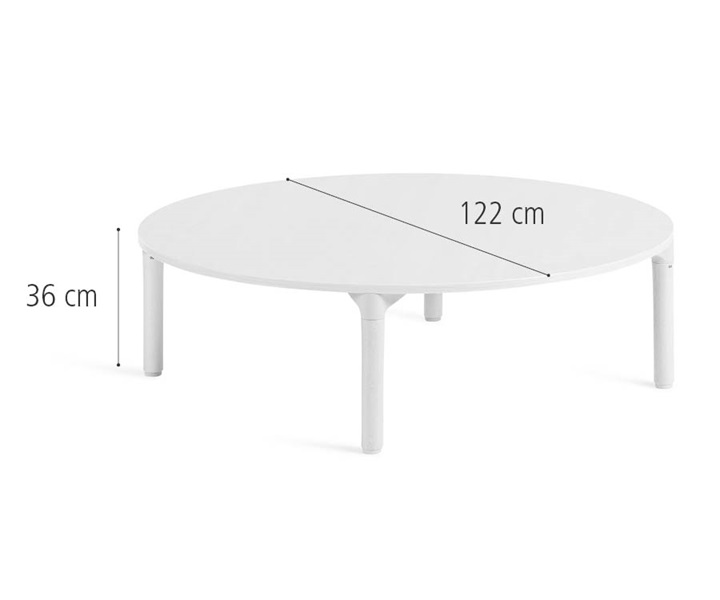 122 cm Round table, solid legs dimensions