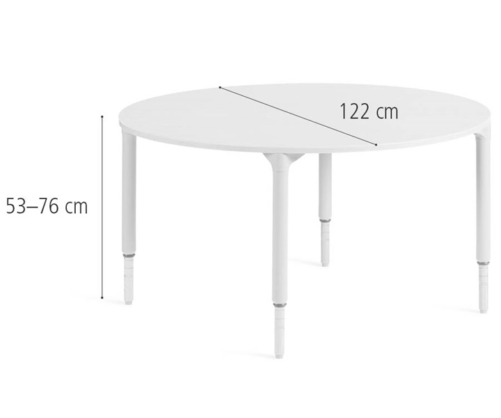 D304 122 cm Round table, high dimensions