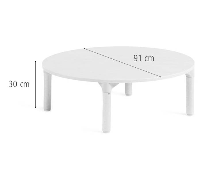 91 cm Round table, solid legs dimensions