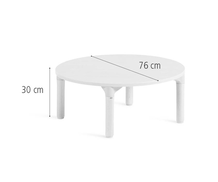 76 cm Round table, solid legs dimensions