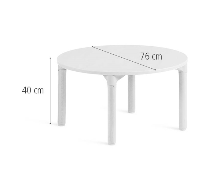 76 cm Round table, solid legs dimensions