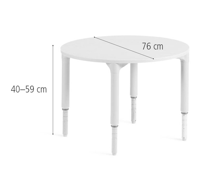 D323 76 cm Round table, medium dimensions