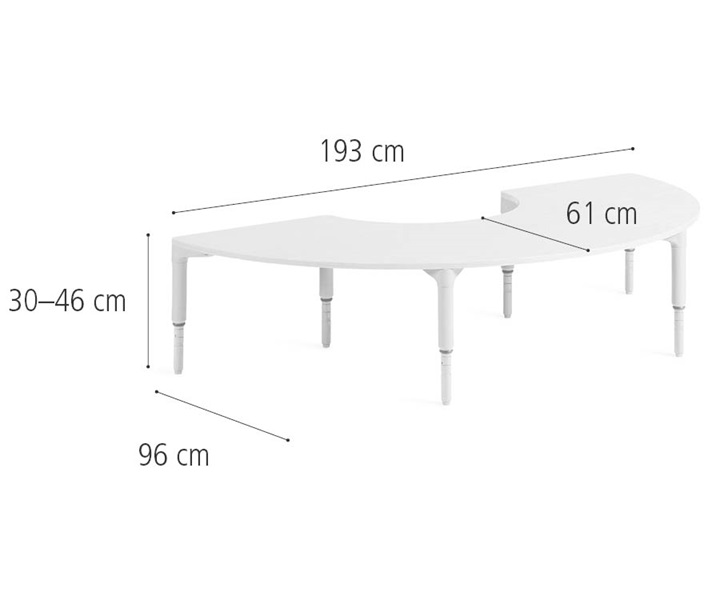 D342 193 cm Horseshoe table, low dimensions