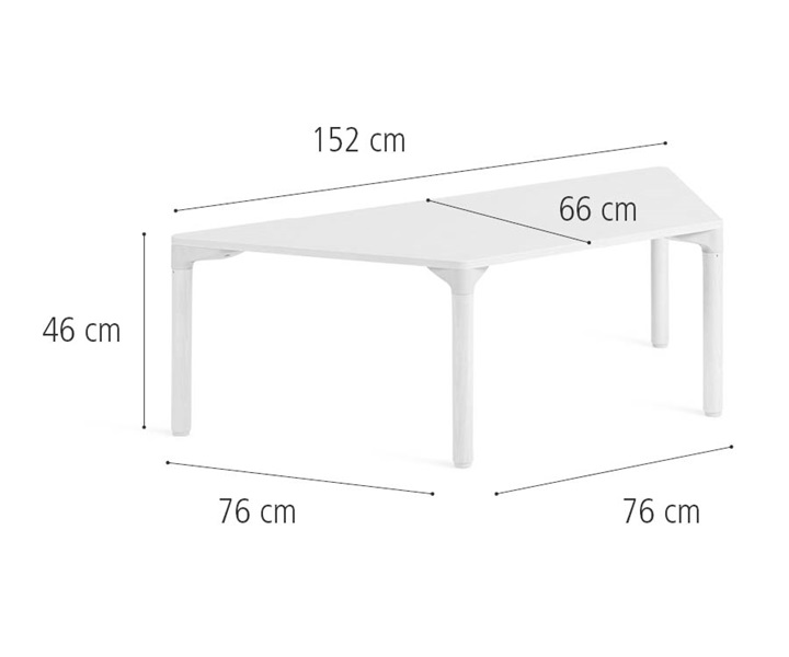 76 x 152 cm Trapezoidal, solid legs dimensions