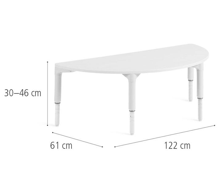 D372 122 cm Half-moon table, low dimensions