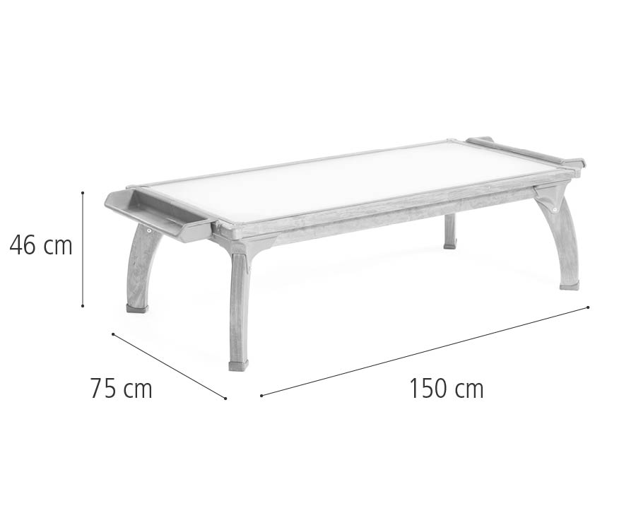 50 cm high Outlast Rectangular Art Table with dimensions