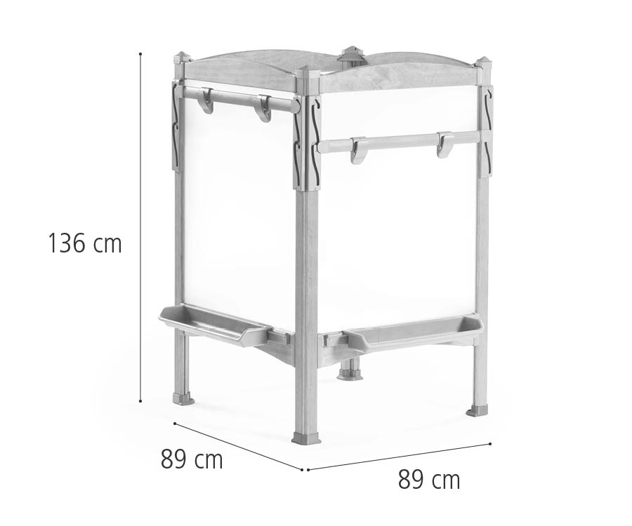 W503 Outlast Easel Island shown with dimensions