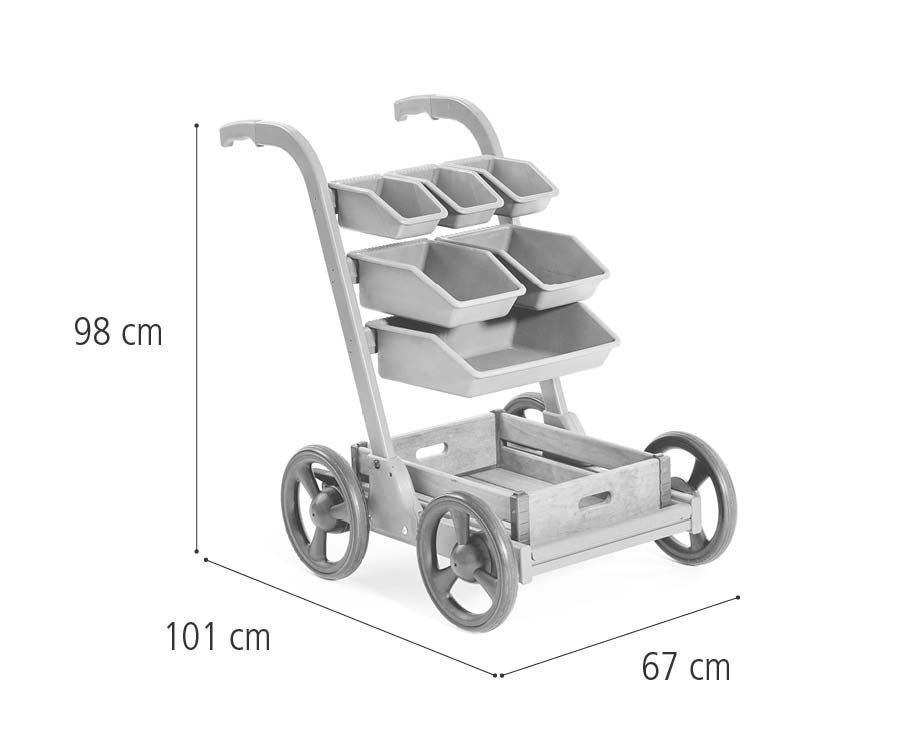 W504 Outlast Art Trolley shown with dimensions