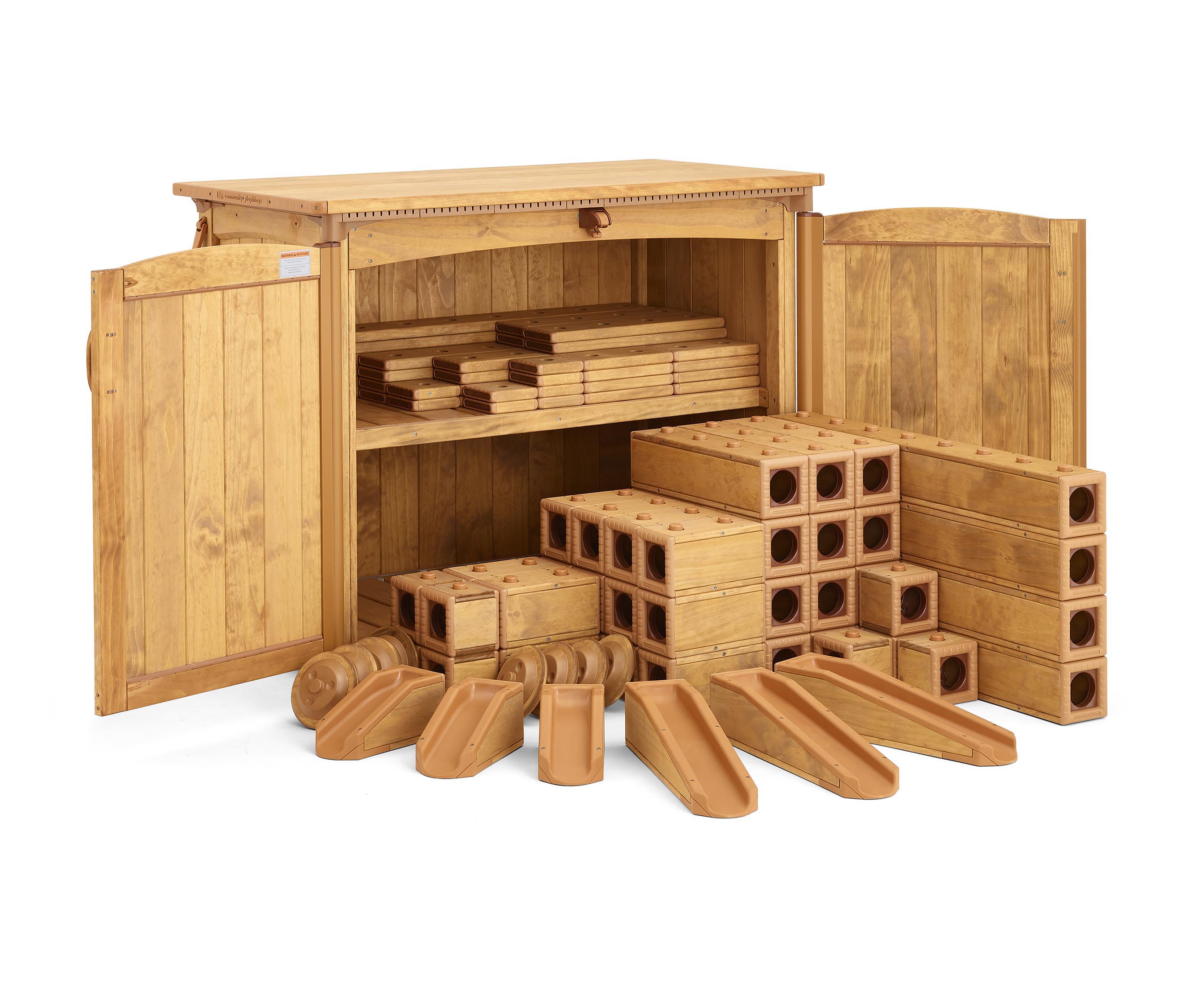 Wooden block set with storage 2025