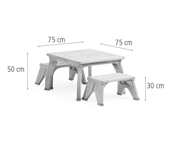 W345 High square play table set dimensions