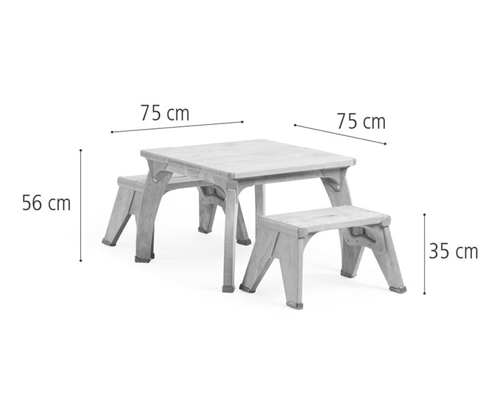 W346 School square play table set dimensions