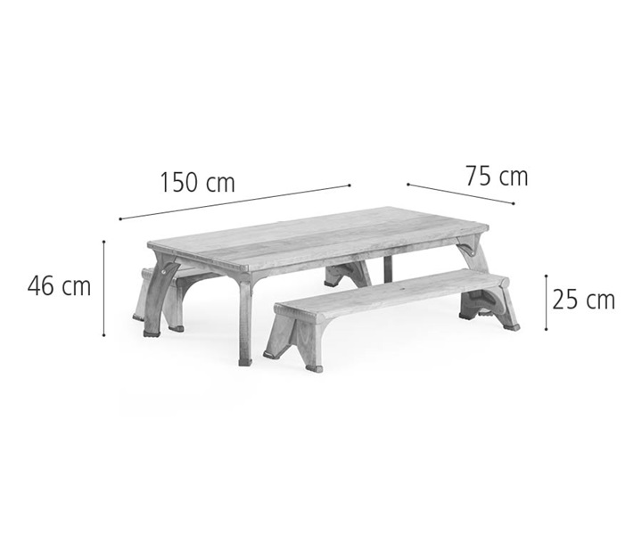 W354 Medium rectangular play table set dimensions
