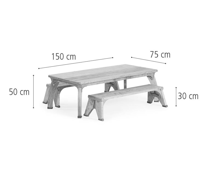 W355 High rectangular play table set dimensions