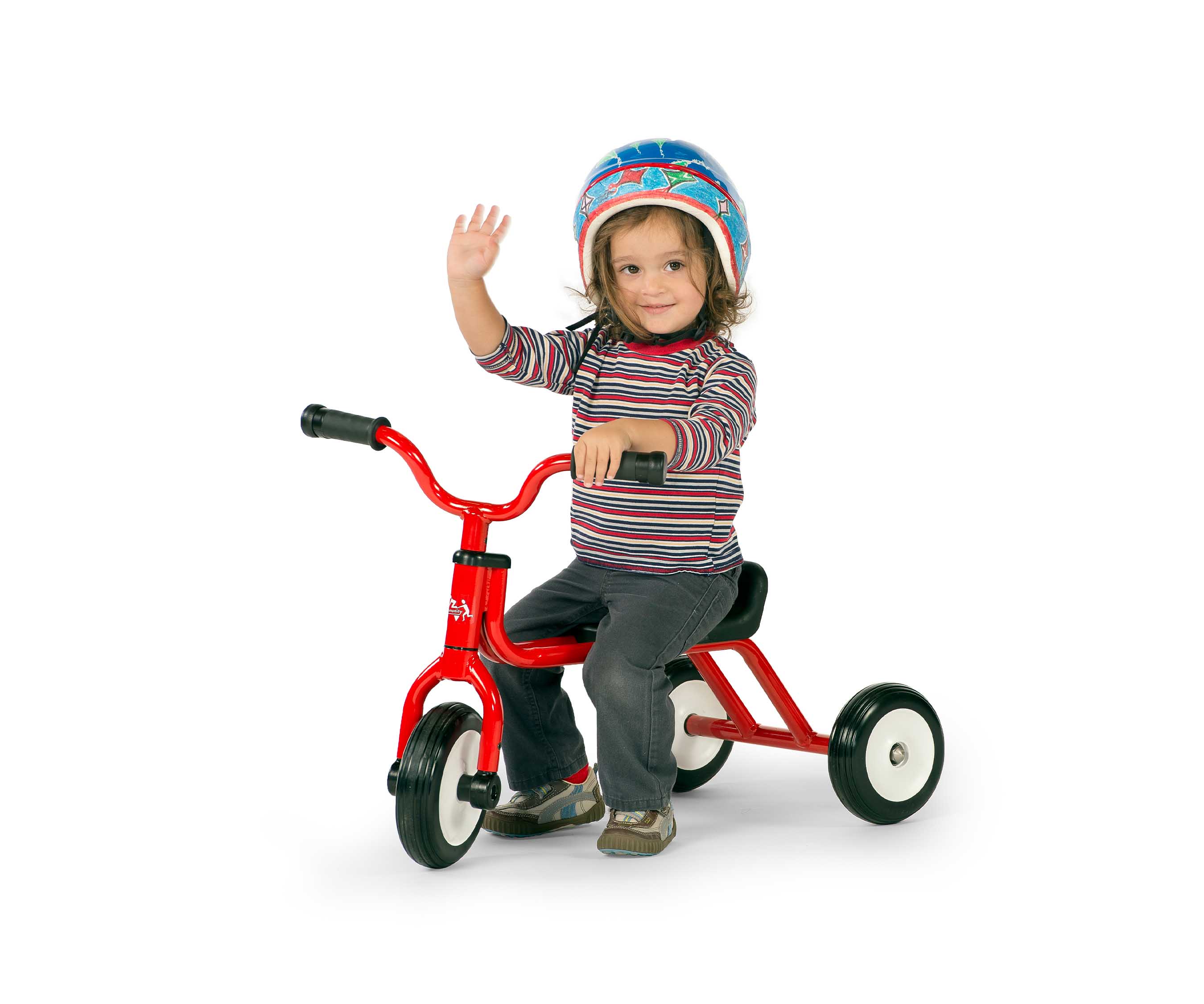 A toddler sits on an R215 Totstar mini trike