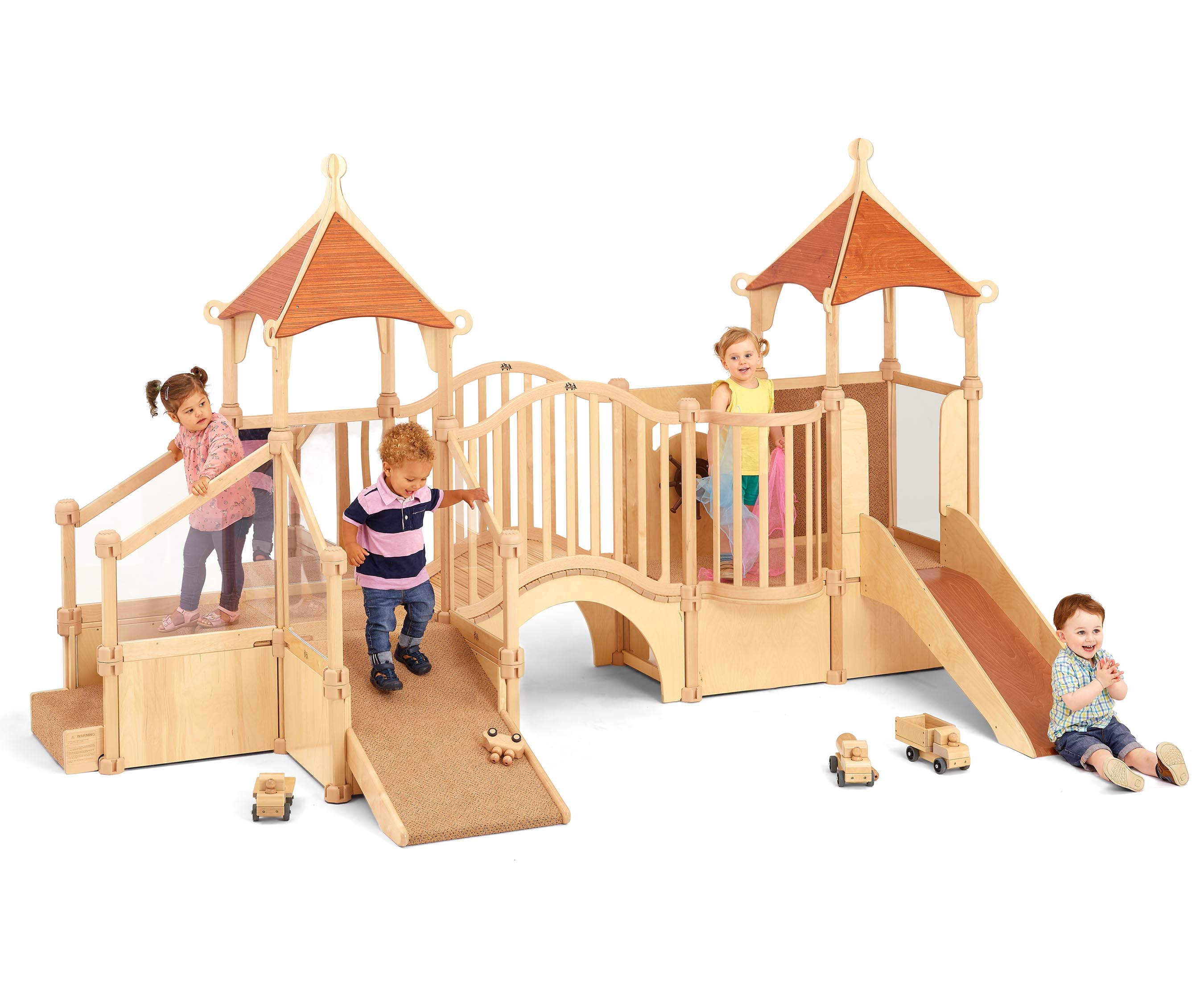 Outdoor playset with bridge outlet