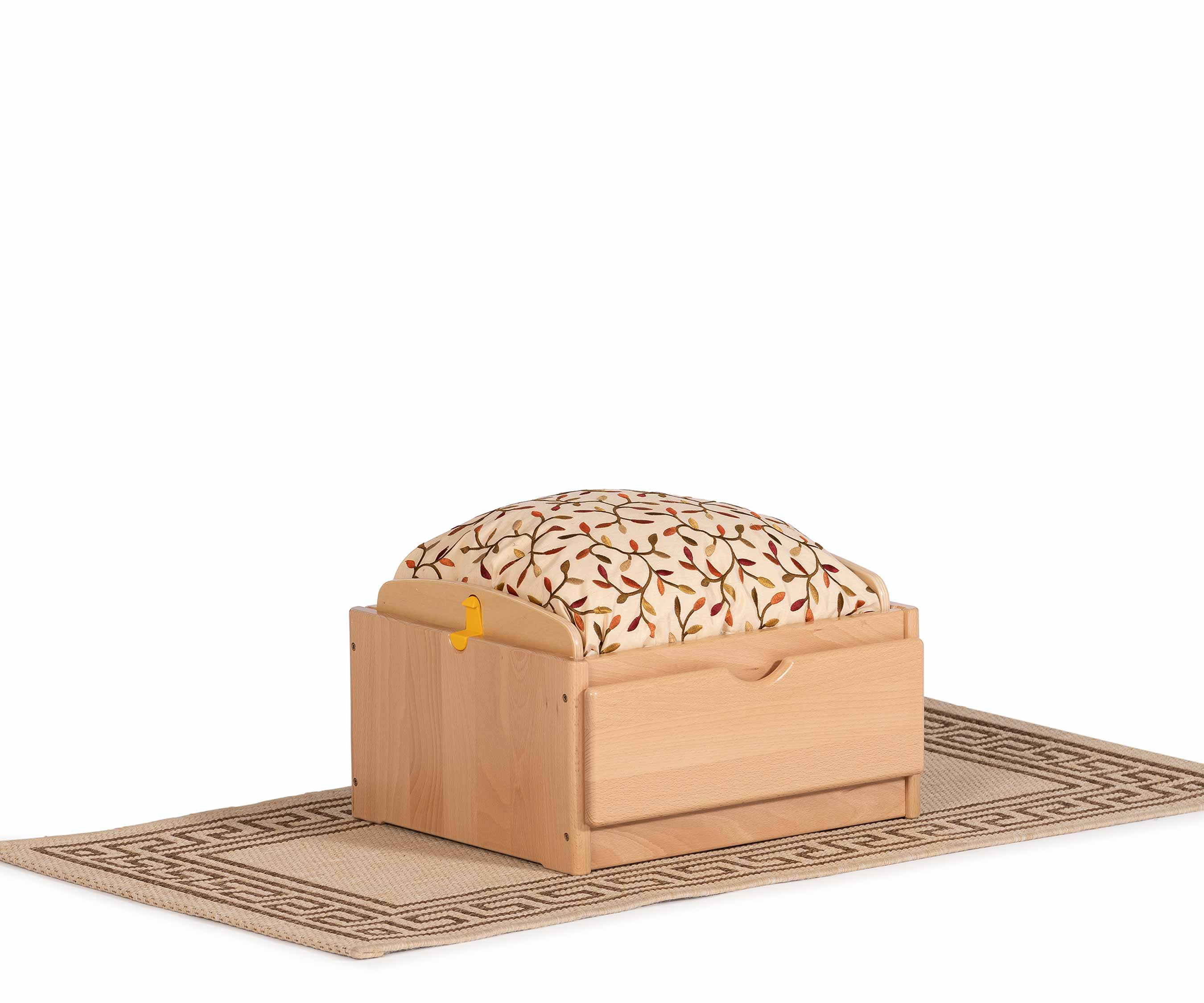 Drawer with cushion and rug