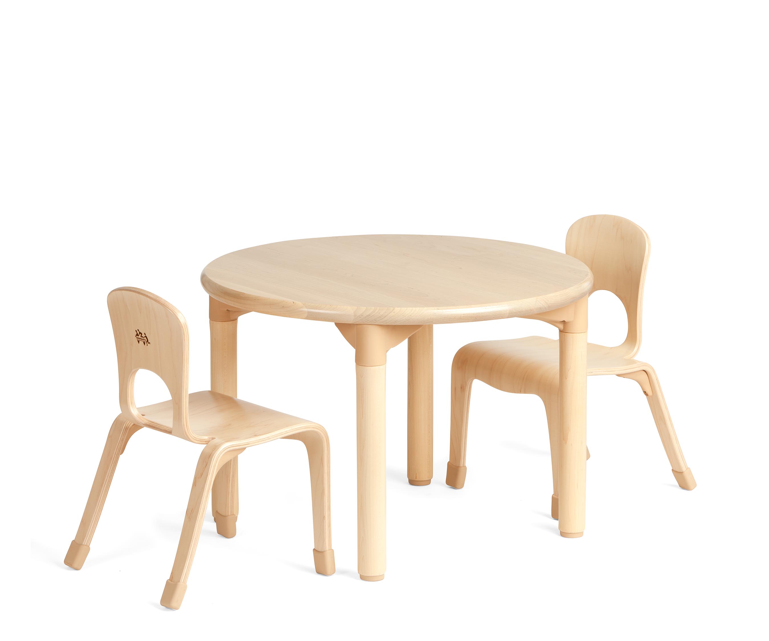 Round play table 40 cm and two chairs 21 cm