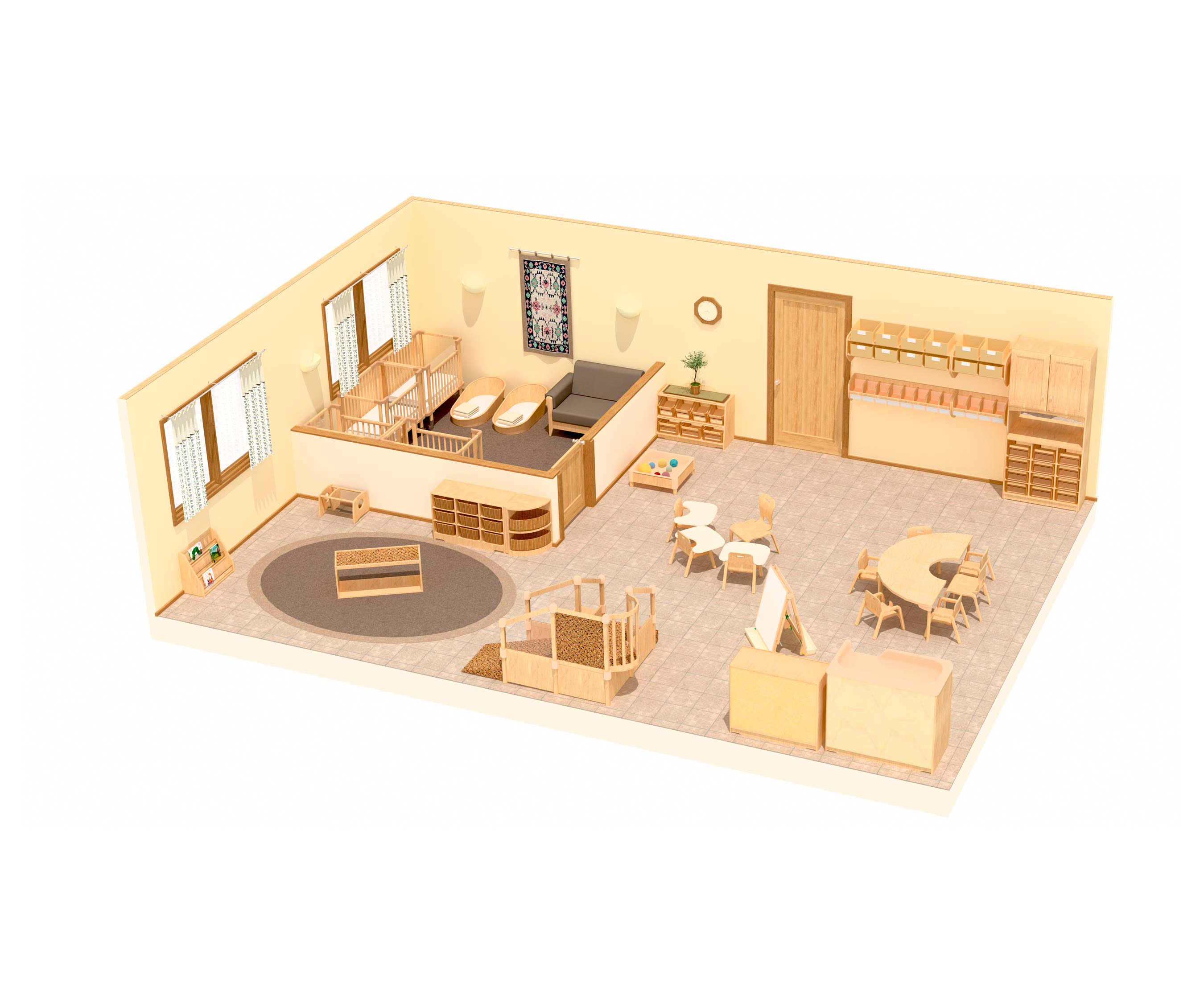 3D plan of a Baby Room for 0-15 months