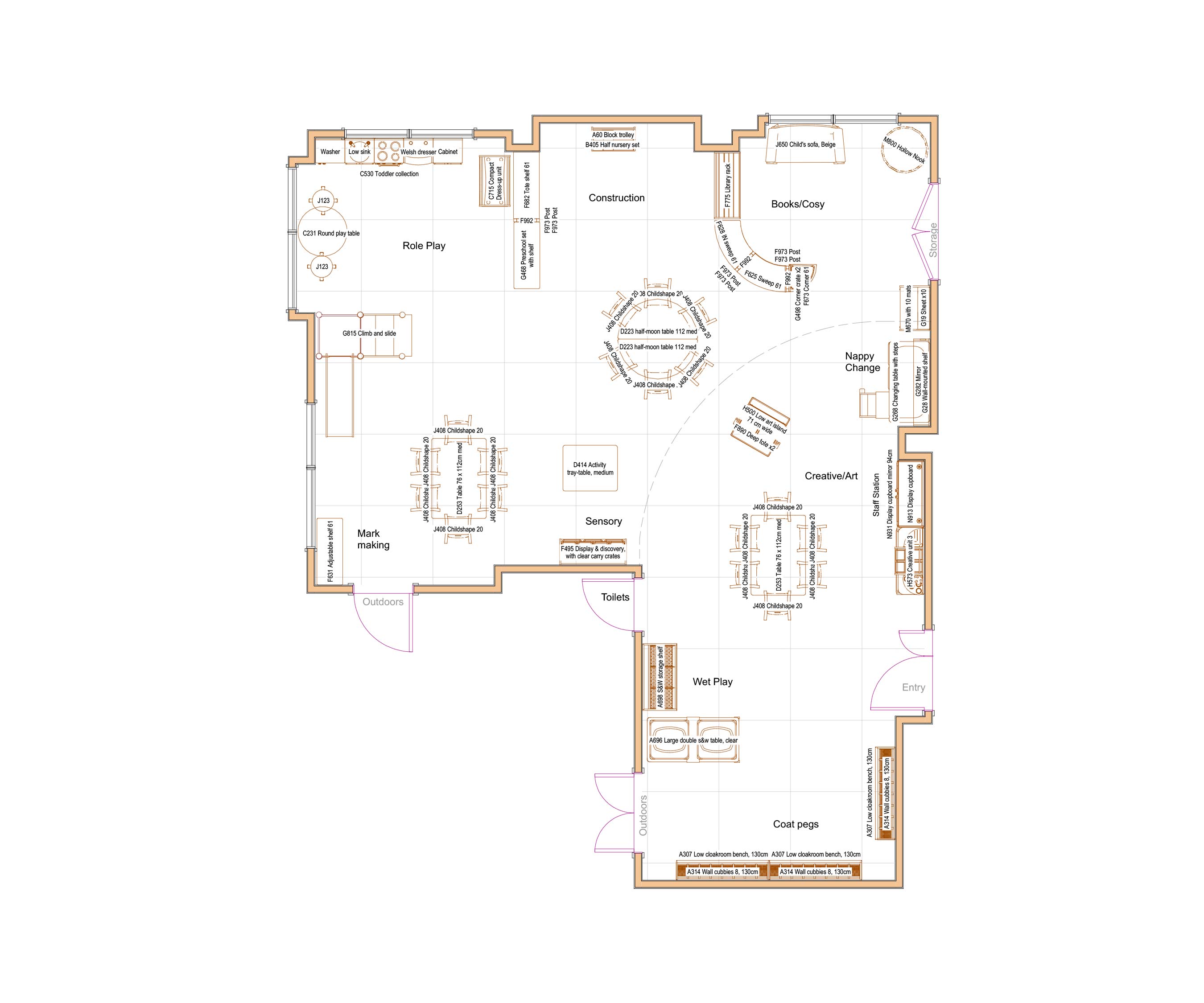 Twos room floor plan for planning your nursery