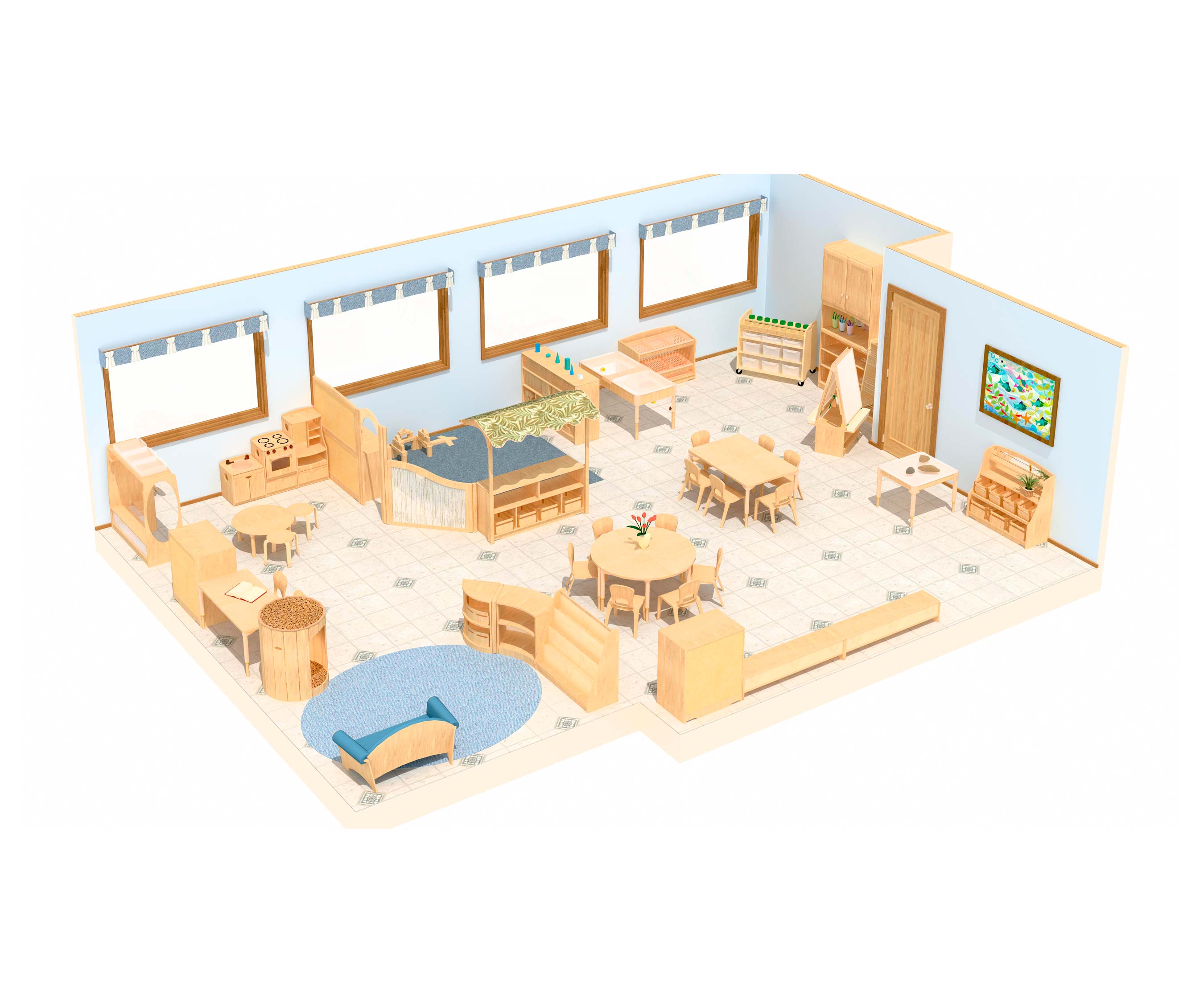 3D room plan of a three to five year old room