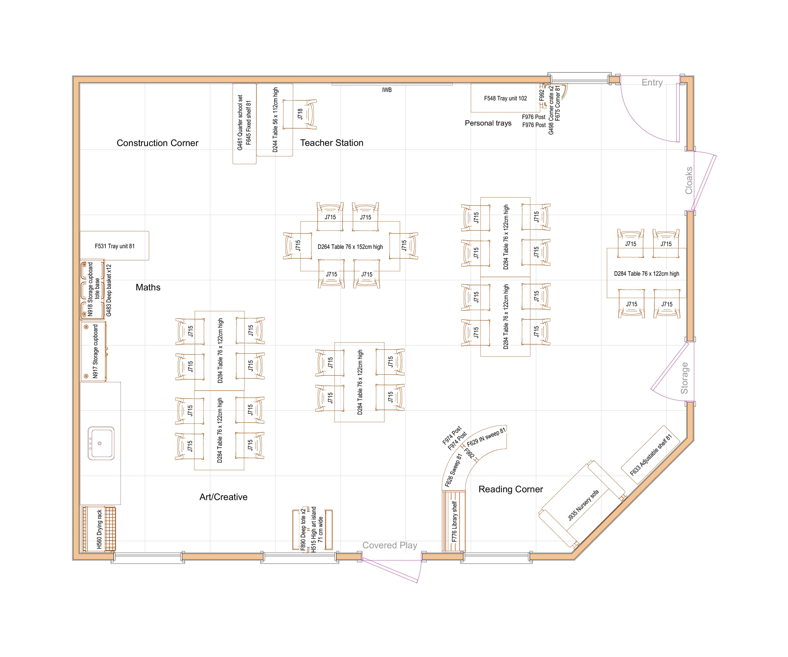 Year 5 floorplan for planning a classroom