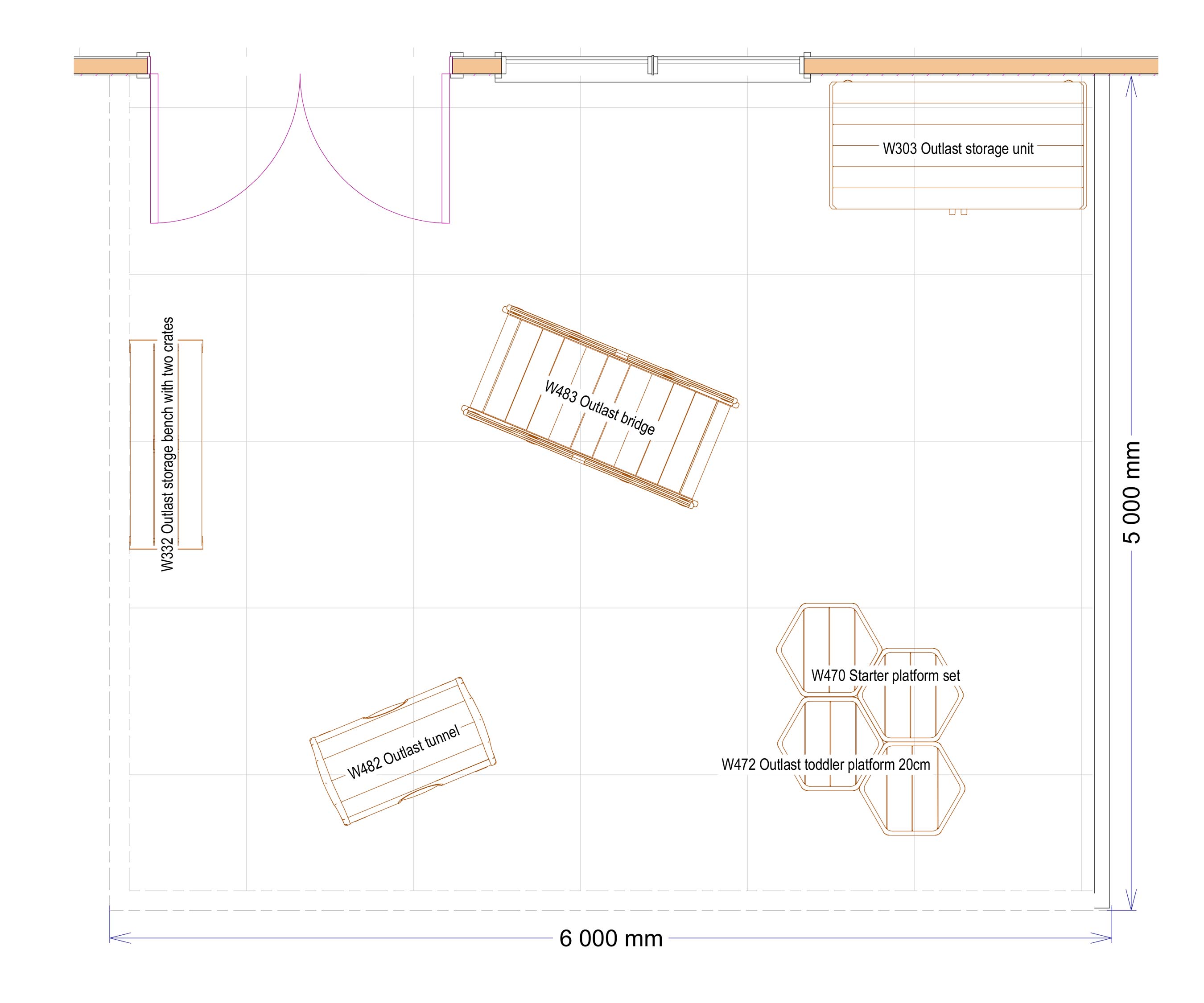 A floor plan of an outdoor play area for babies.