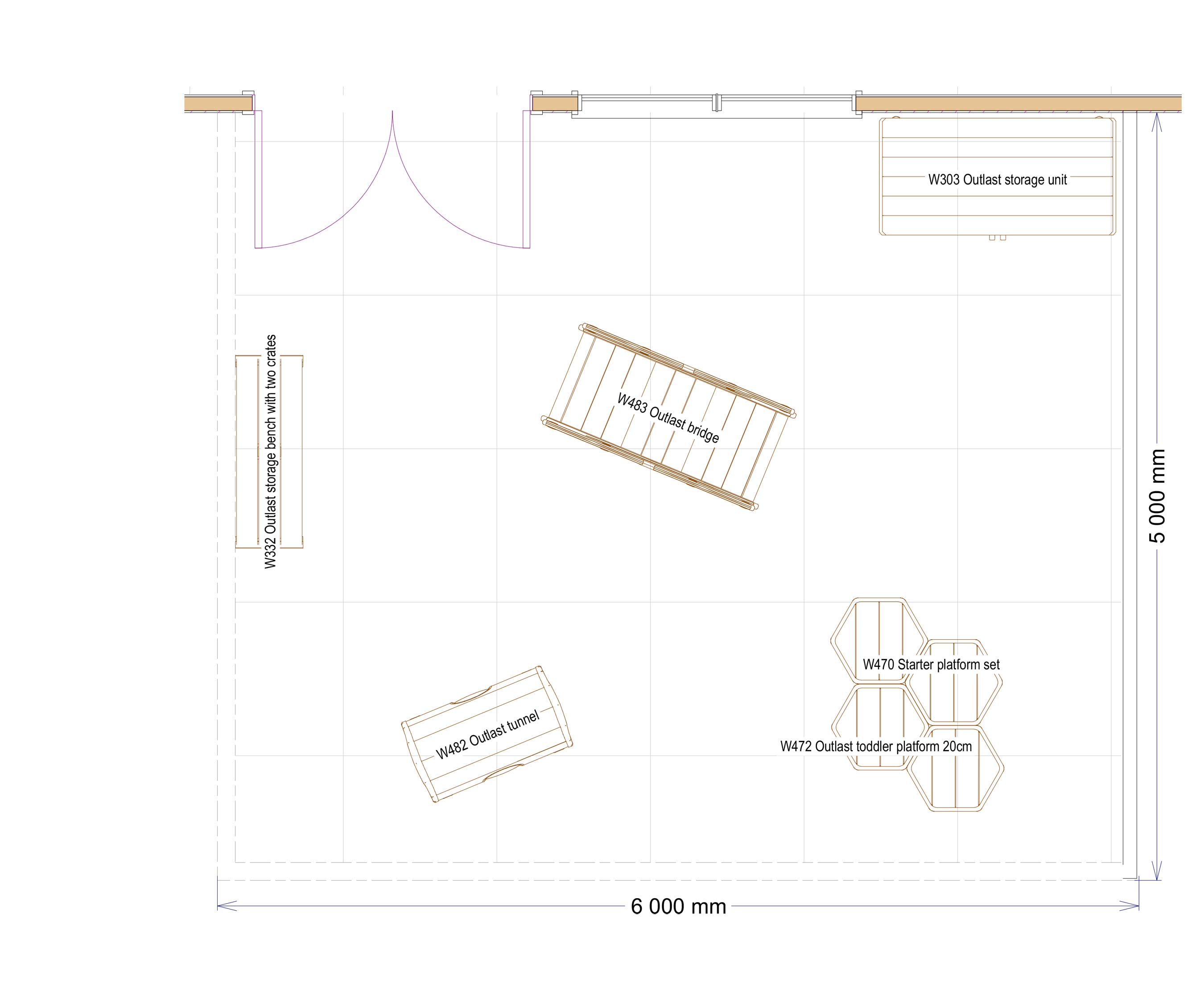 A floor plan of an outdoor play area for babies.