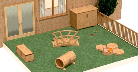 3-D plan of an outdoor play area for babies.