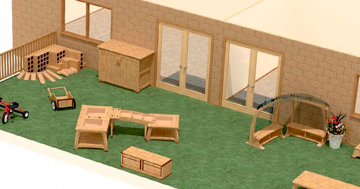 3D plan of an outdoor play area for primary schools