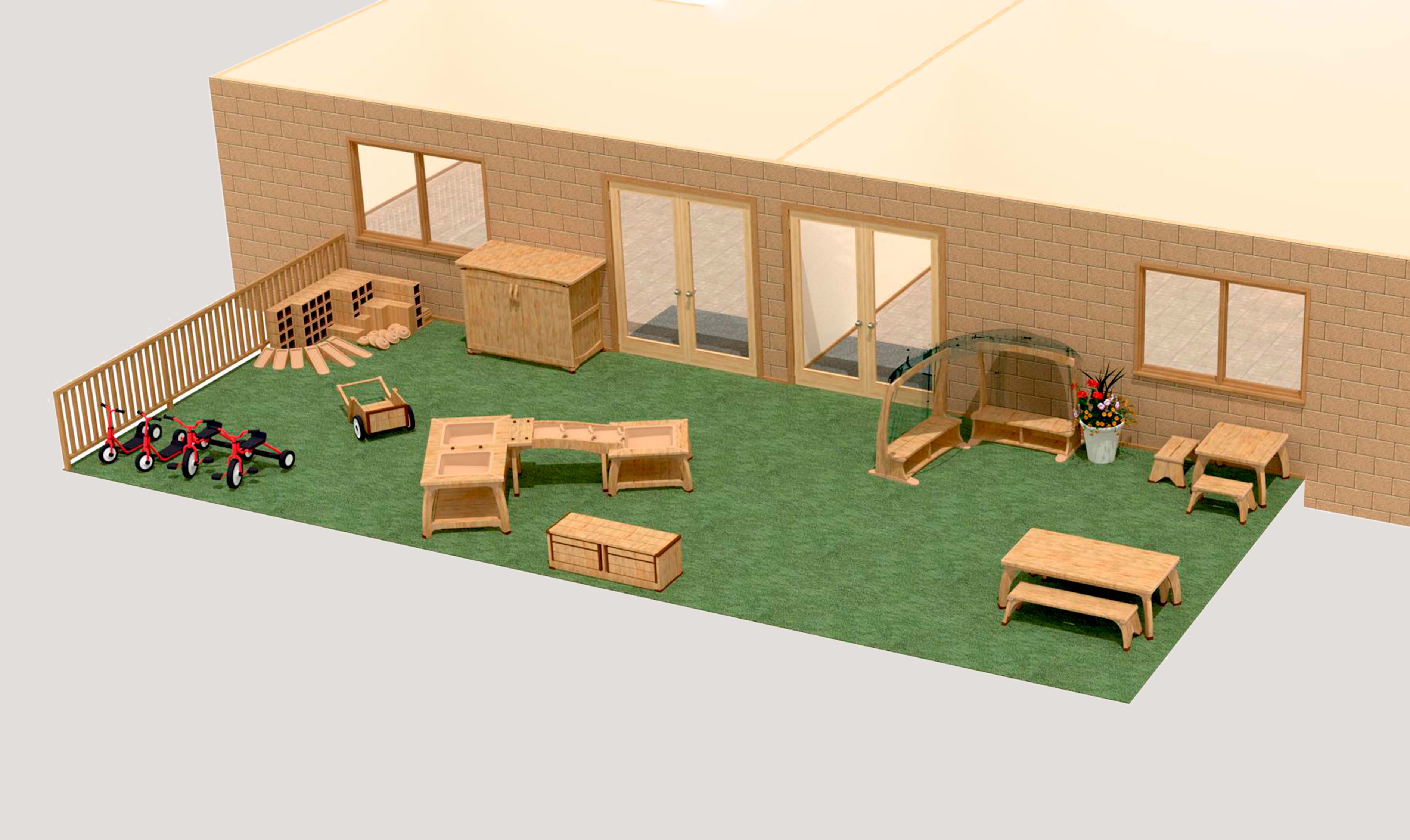 3D layout of an outdoor play area for primary schools