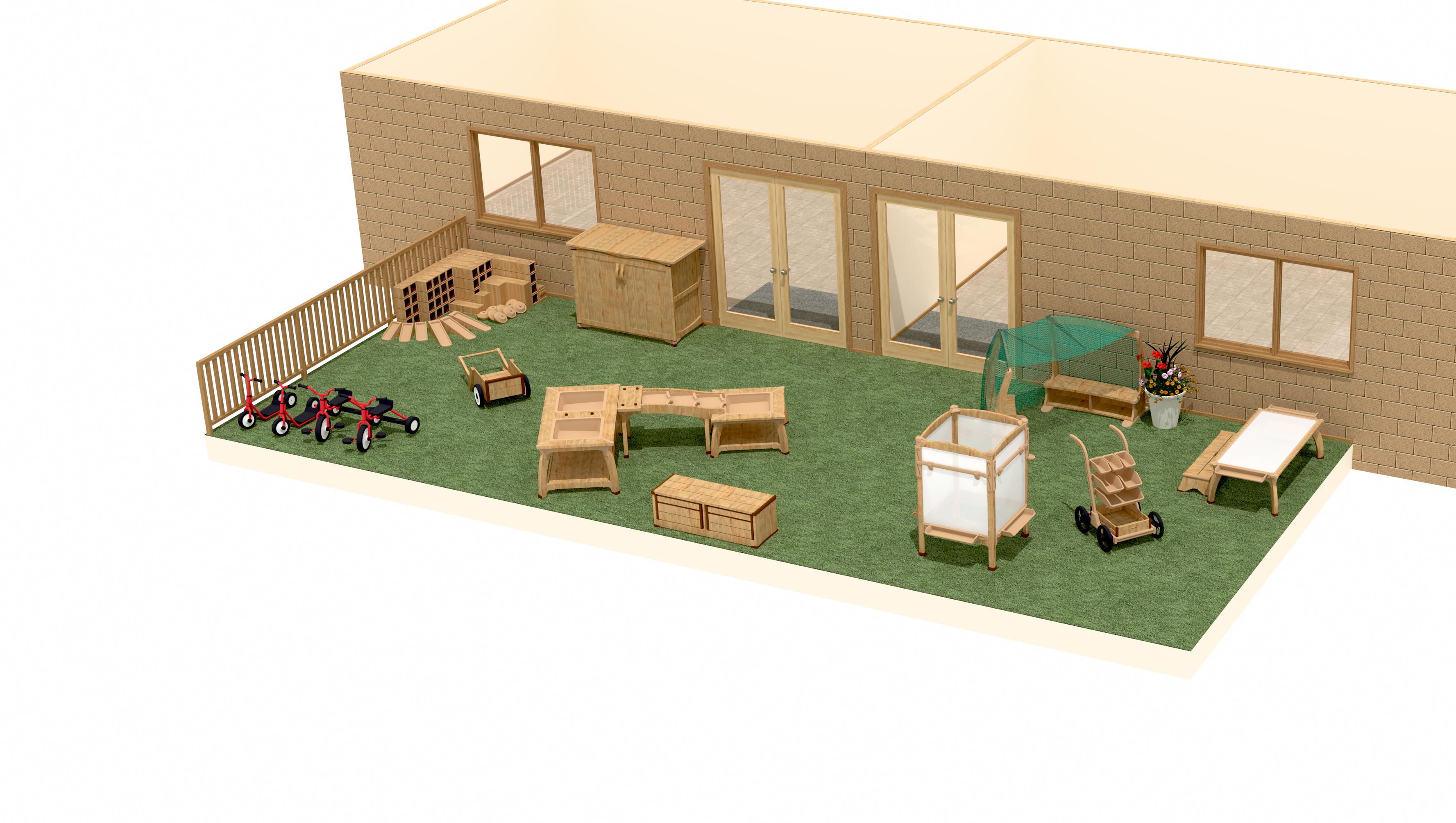 3D layout of an outdoor play area for primary schools